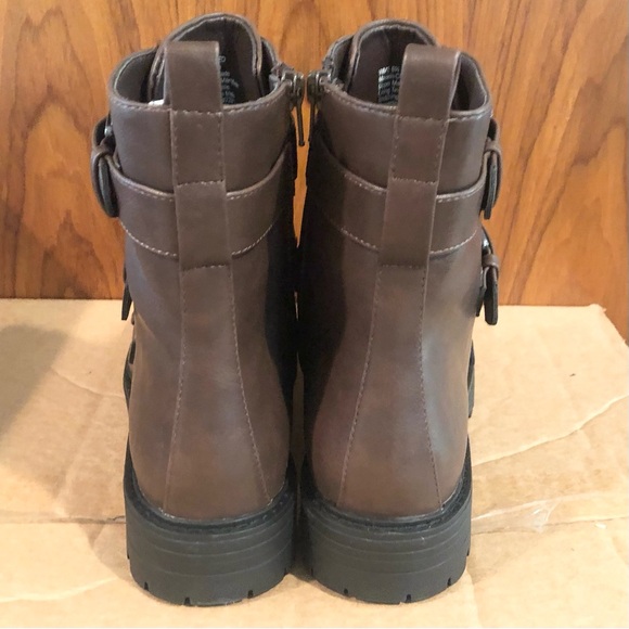 SO Women's Broccoli Lace Up/Zipper Combat Boots Brown Cognac Size 9.5 - Picture 4 of 6